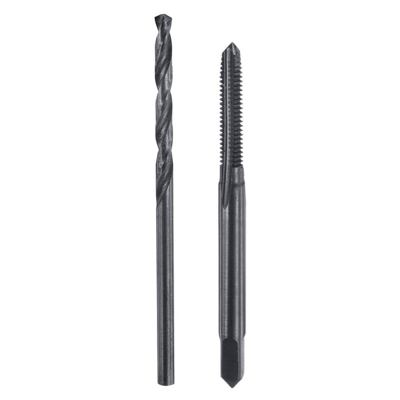 Uxcell 1Pcs 5-40 UNC Straight Flute Thread Tap and 1Pcs 2.6mm Drill Bit Black Oxide Set