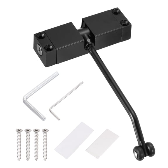 Uxcell 1Pcs Automatic Spring Door Closers, 304 Stainless Steel Silent Pulley Gate Closer, Adjustable Safety Door Self-Closing Hinge for Residential, Commercial Use, Black(Black Sitck)