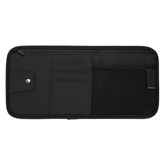Uxcell 1Pcs Car Sun Visor Organizer, 12.8 x 6.5 Inch PU Leather Vehicle Storage Pouch Holder for Sunglasses Card Pen Driver License Car Accessories, Black