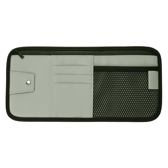 Uxcell 1Pcs Car Sun Visor Organizer, 12.8 x 6.5 Inch PU Leather Vehicle Storage Pouch Holder for Sunglasses Card Pen Driver License Car Accessories, Gray