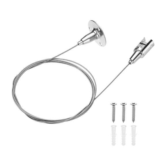 Uxcell 1Pcs Ceiling Sign Hanger, 6.56 ft Stainless Steel Adjustable Wire Cable Picture Hanging