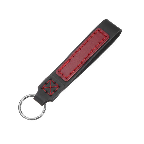 Uxcell 1Pcs Genuine Leather Keychain Blanks, 4In Vintage Bulk Rectangle Key Chain Blanks Holder with Key RingsPatch Keychain Black