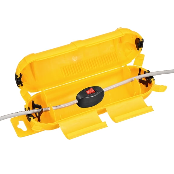 Uxcell 1Pcs Outdoor Extension Cord Safety Cover, IP55 ABS Yellow Waterproof Electrical Connection Box Outdoor Plug Cover Protector for Socket Christmas Holiday Light, 9.06 x 2.66 x 2.66in