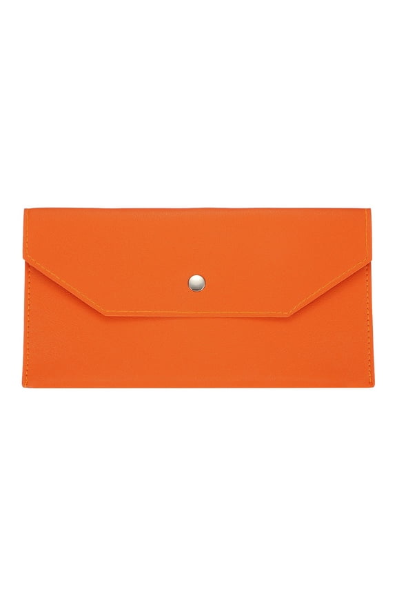 1Pcs PU Leather Envelope Wallet Card, Reusable Money Pouch Small Leather Organizer Pouch for Women Men Travel,Orange