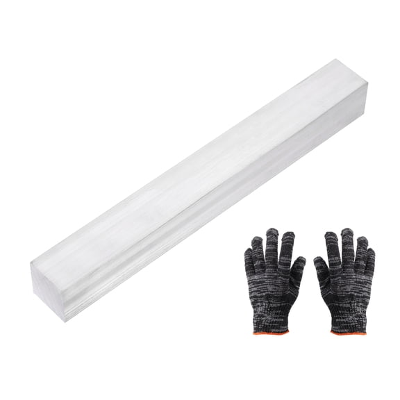 Uxcell Square Aluminum Flat Bar, 1-1/4" Thickness 1-1/4" Width 10" Length Square 6061 Aluminum Flat Plate, 30 x 30 x 254mm Solid Mill Stock with Gloves