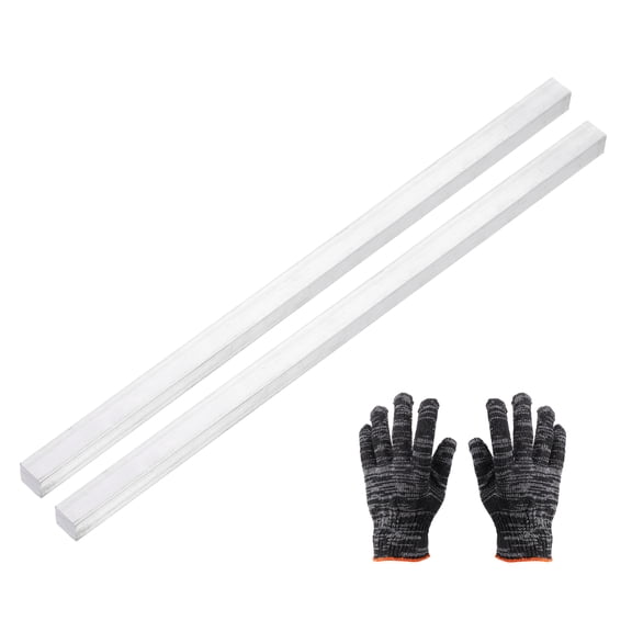 Uxcell Square Aluminum Flat Bar, 15/32" Thickness 15/32" Width 12" Length Square 6061 Aluminum Flat Plate, 12 x 12 x 305mm Solid Mill Stock with Gloves