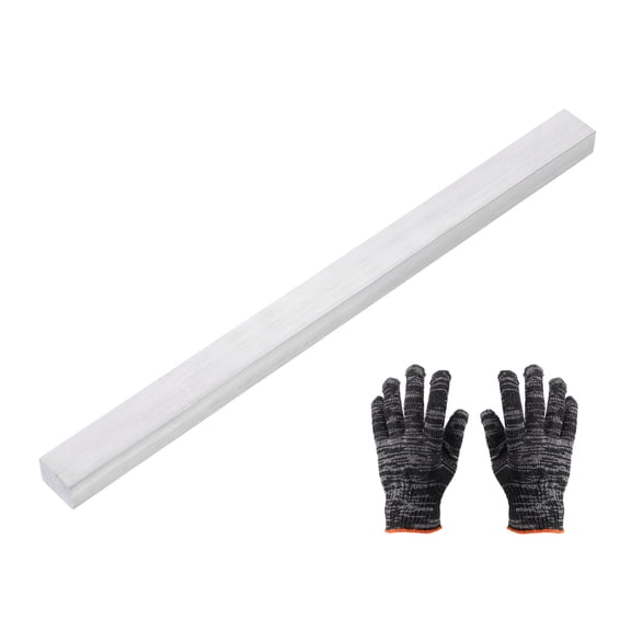 Uxcell Square Aluminum Flat Bar, 19/32" Thickness 25/32" Width 12" Length Square 6061 Aluminum Flat Plate, 15 x 20 x 305mm Solid Mill Stock with Gloves