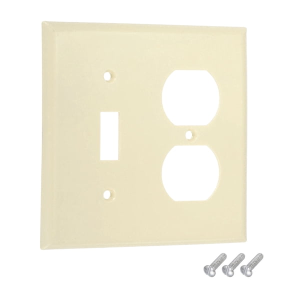 Uxcell 1Pcs Switch Plate Covers, Decorative ABS Outlet Cover, Paintable Electrical Wall Plug Light Switches Panel for Bathroom Bedroom Office, White(1Toggle,1Duplex)