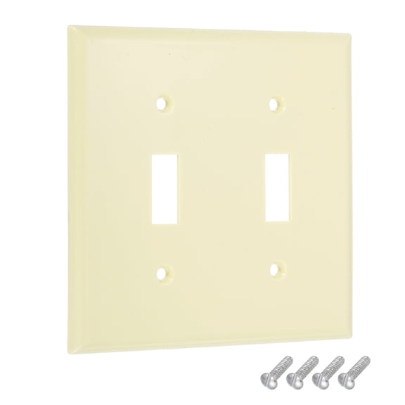 Uxcell 1Pcs Switch Plate Covers, Decorative ABS Outlet Cover, Paintable Electrical Wall Plug Light Switches Panel for Bathroom Bedroom Office, White(2 Toggle)