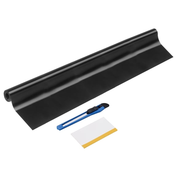 Uxcell 1Set 20" x 4.9ft PET Carbon Fiber Vinyl Wrap with Scraper, Matte Black