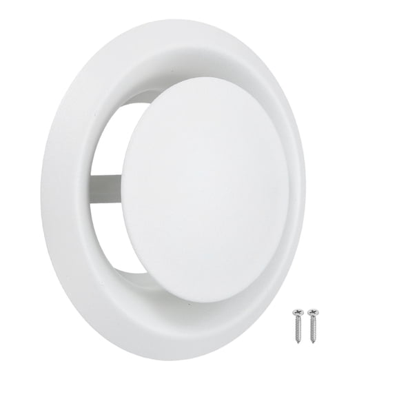 Uxcell 1Set 4 Inch Round Ceiling Diffuser, 304 Stainless Steel Adjustable Wall Air Vent Diffuser Vent Duct Cover Exhaust Supply for Kitchen Bathroom Garage, White