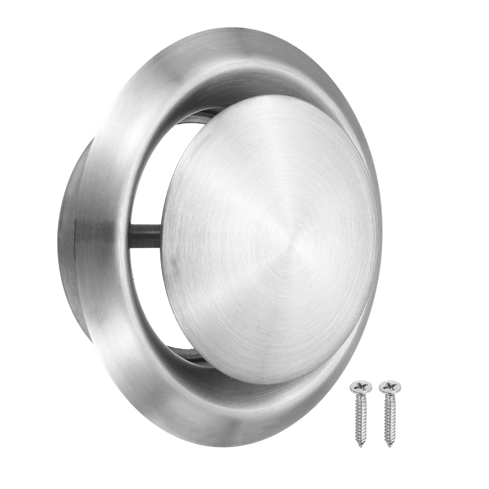 Uxcell 1Set 5 Inch Round Ceiling Diffuser, 304 Stainless Steel Adjustable Wall Air Vent Diffuser Vent Duct Cover Exhaust Supply for Kitchen Bathroom Garage, Silver