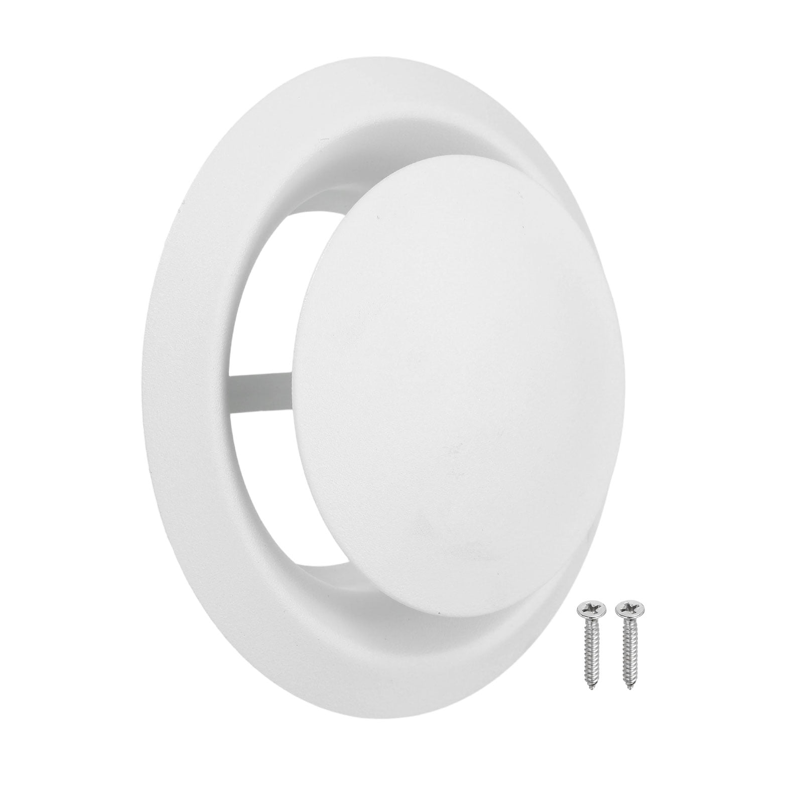 Uxcell 1Set 5 Inch Round Ceiling Diffuser, 304 Stainless Steel Adjustable Wall Air Vent Diffuser Vent Duct Cover Exhaust Supply for Kitchen Bathroom Garage, White