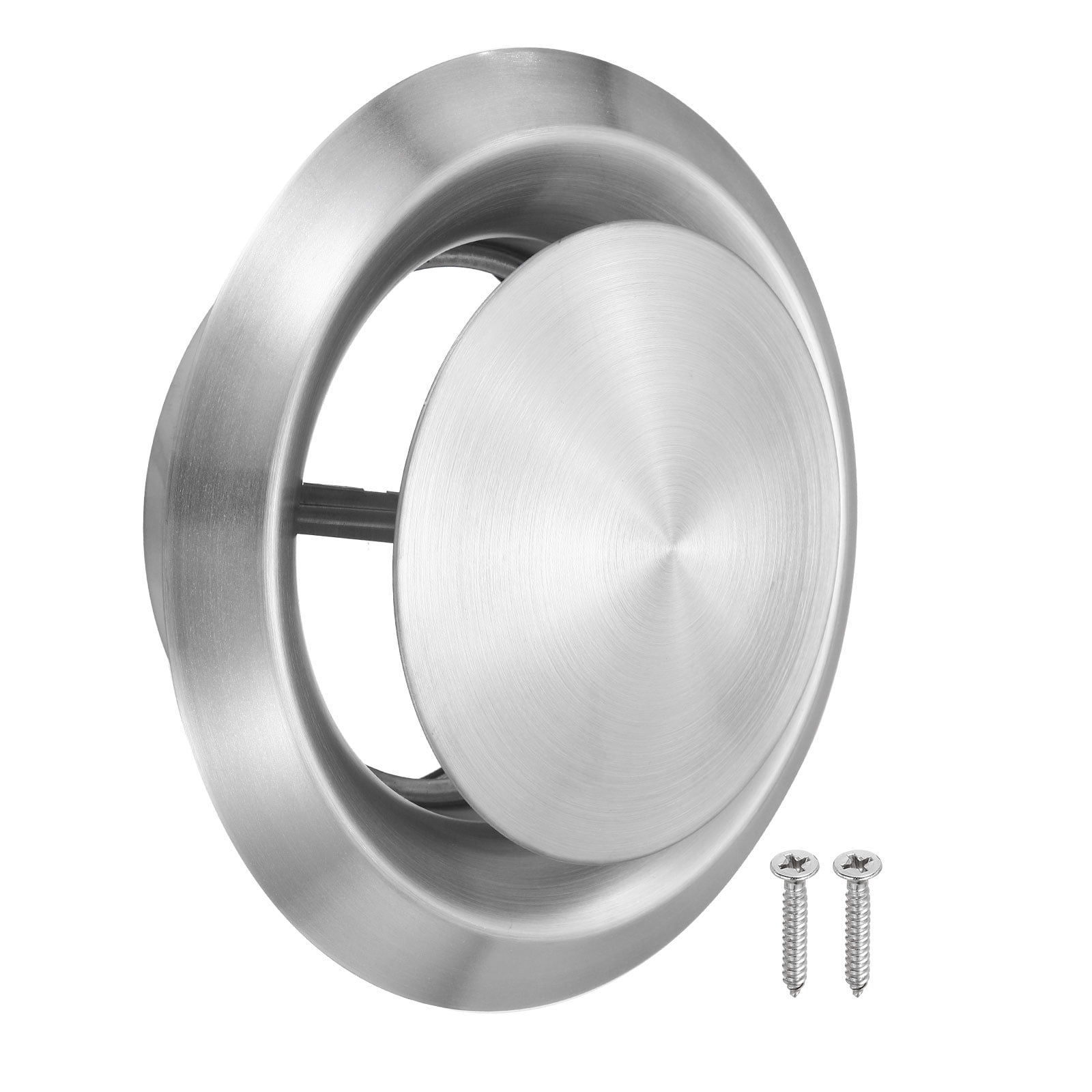 Uxcell 1Set 6 Inch Round Ceiling Diffuser, 304 Stainless Steel Adjustable Wall Air Vent Diffuser Vent Duct Cover Exhaust Supply for Kitchen Bathroom Garage, Silver