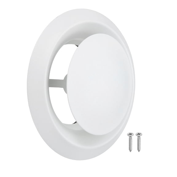 Uxcell 1Set 6 Inch Round Ceiling Diffuser, 304 Stainless Steel Adjustable Wall Air Vent Diffuser Vent Duct Cover Exhaust Supply for Kitchen Bathroom Garage, White