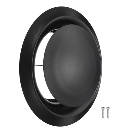 Uxcell 1Set 8 Inch Round Ceiling Diffuser, 304 Stainless Steel Adjustable Wall Air Vent Diffuser Vent Duct Cover Exhaust Supply for Kitchen Bathroom Garage, Black