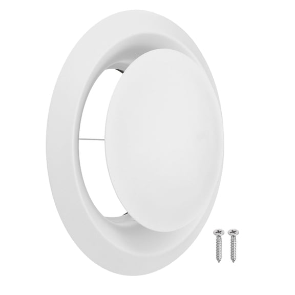 Uxcell 1Set 8 Inch Round Ceiling Diffuser, 304 Stainless Steel Adjustable Wall Air Vent Diffuser Vent Duct Cover Exhaust Supply for Kitchen Bathroom Garage, White