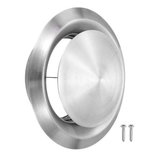 Uxcell 1Set 8 Inch Round Ceiling Diffuser, 304 Stainless Steel Adjustable Wall Air Vent Diffuser Vent Duct Cover Exhaust Supply for Kitchen Bathroom Garage, Silver
