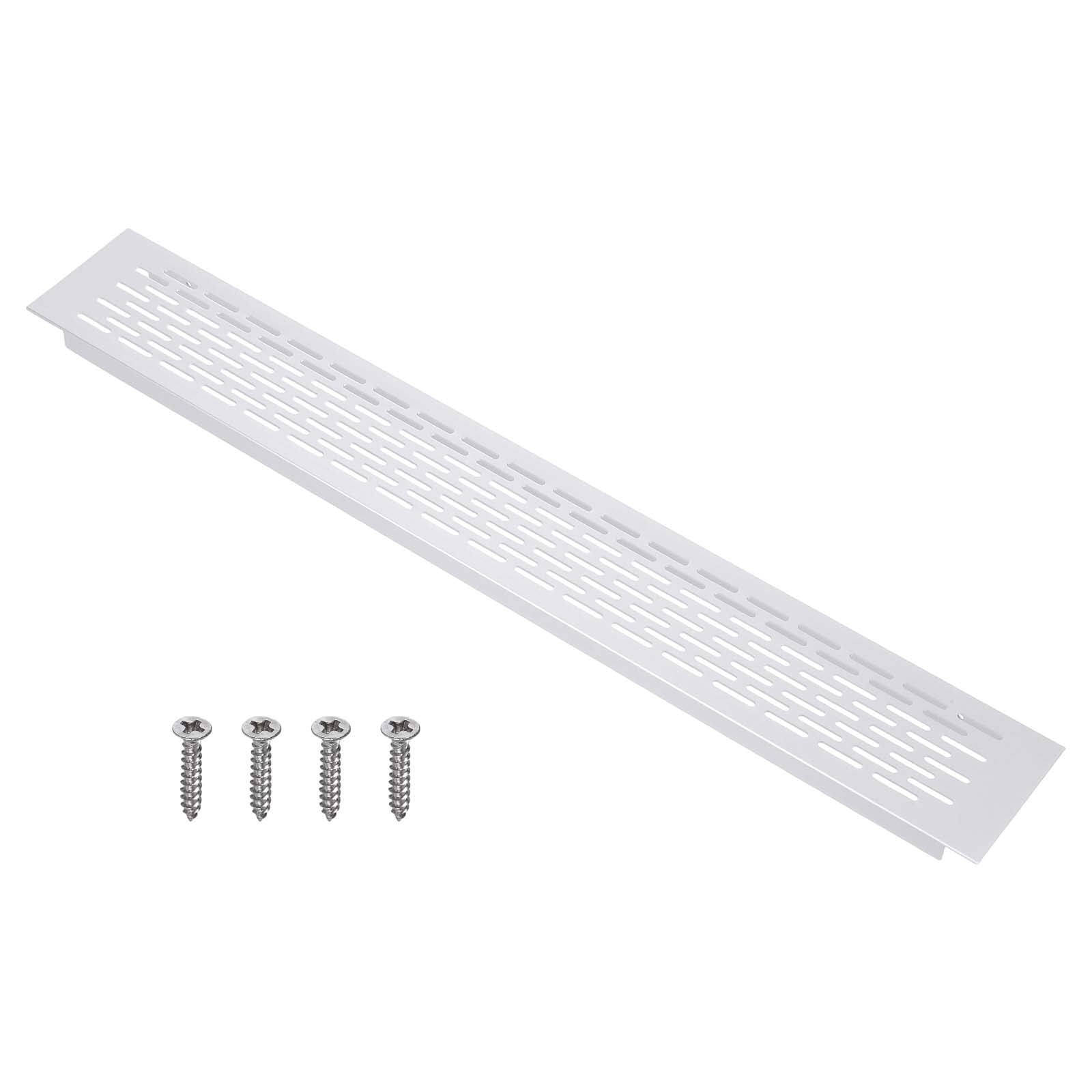 Uxcell 1Set Air Vent Cover, 20 x 3   Inch Heavy Duty Aluminum Grille Ventilation Cover with 4 Mounting Screws for Cabinet Wardrobe Kitchen Shoe Cabinet, Silver