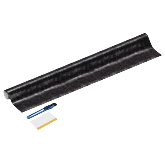 Uxcell 1Set Carbon Fiber Vinyl Wrap 20" x 4.9ft Self-Adhesive w Scraper Black-silver