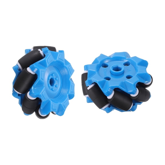 Uxcell 1Set Mecanum Wheels Set, 52mm / 2.05" ABS Rubber Omnidirectional Wheels for Smart Robot Car Parts DIY Models Accessories, Blue
