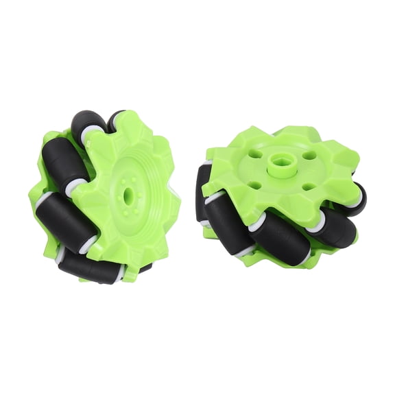Uxcell 1Set Mecanum Wheels Set, 58mm / 2.28" ABS Rubber Omnidirectional Wheels for Smart Robot Car Parts DIY Models Accessories, Green