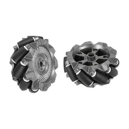 Uxcell 1Set Mecanum Wheels Set, 66mm / 2.6" ABS Rubber Omnidirectional Wheels for Smart Robot Car Parts DIY Models Accessories, Black