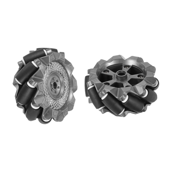 Uxcell 1Set Mecanum Wheels Set, 66mm / 2.6" ABS Rubber Omnidirectional Wheels for Smart Robot Car Parts DIY Models Accessories, Black
