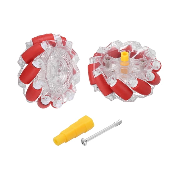 Uxcell 1Set Mecanum Wheels Set with Hexagonal Universal Pins and Screws, 66mm / 2.6" ABS Rubber Omnidirectional Wheels for Smart Robot Car Parts DIY Models Accessories, Red