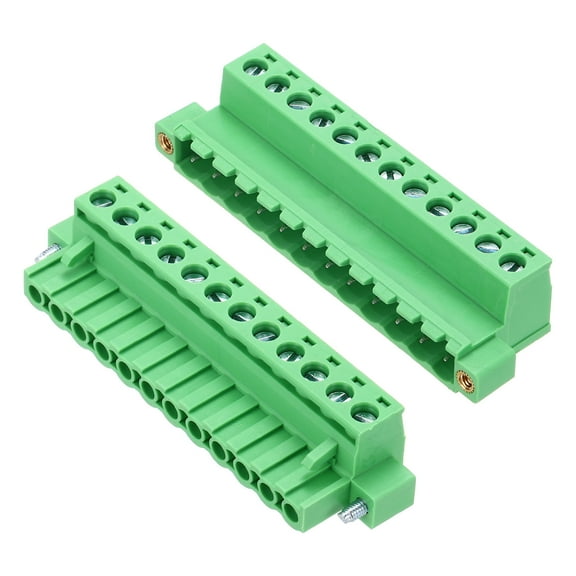 Uxcell 1Set PCB Terminal Block, 300V 10A Male&Female 12 Pin 5.08mm Distance PCB Screw Mount Terminal Block Connector for Industrial Use, Electronic Projects, Green