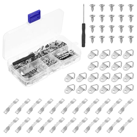 Uxcell 1Set Picture Frames Hangers, Frame Backing Fasteners with Screws, Silver