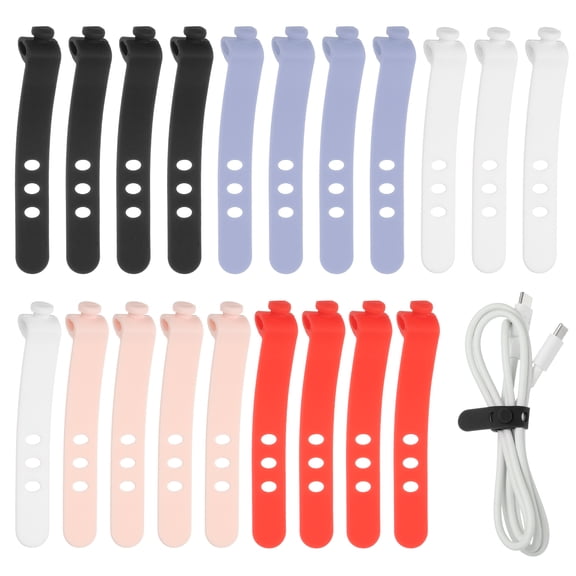 Uxcell 1Set Silicone Cable Ties, 3 Hole Reusable Rubber Cord Tie Adjustable Elastic Cord Wraps with Locking Buckle, Multi Purpose Cable Strap for Home Office Travel Wires, 5 Colors
