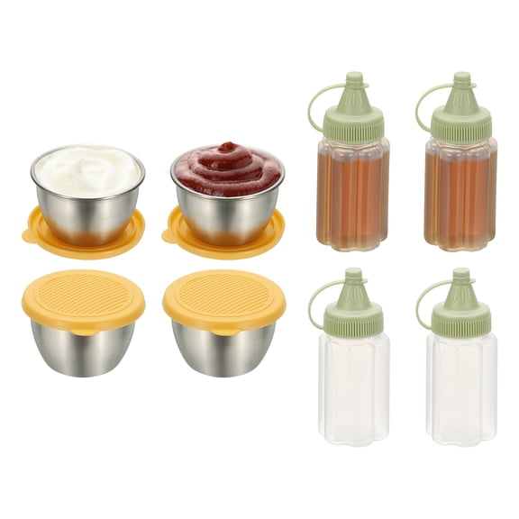 Uxcell 1Set Stainless Steel Salad Dressing Container with Lid(80ml/2.8oz Yellow)