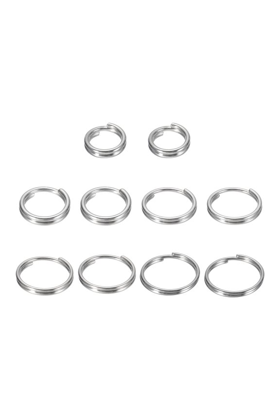 1Set Titanium Alloy Key Ring 8/10/12/14/16mm Width Titanium Gray, Flat Small Split Keyrings Double Loop Jump Rings for Jewelry Making Necklaces Keychains DIY Crafts