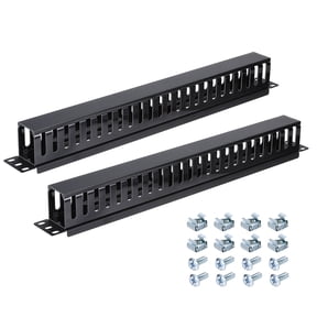 Uxcell 1U 19 Inch Cable Manager, 2 Pack 24 Slot Horizontal Rack Mount Wire Management Metal Organizer