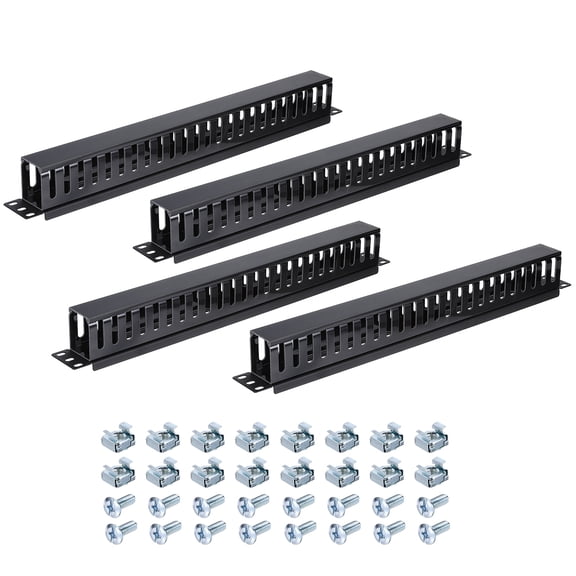 Uxcell 1U 19 Inch Cable Manager, 4 Pack 24 Slot Horizontal Rack Mount Wire Management Metal Organizer