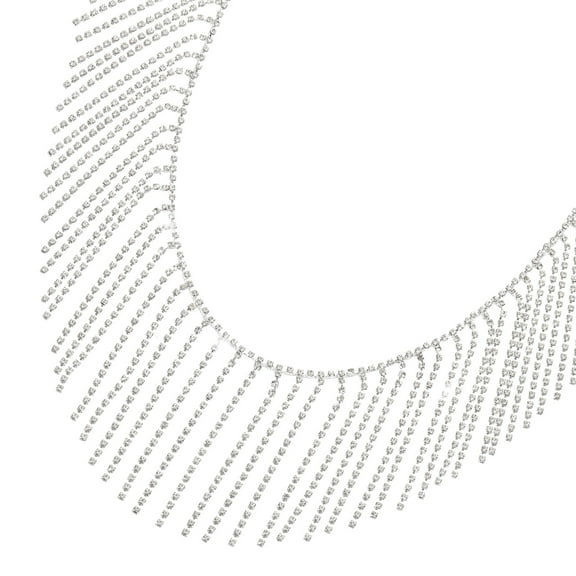 Uxcell 1Yard Rhinestone Fringe Trim,Diamond Crystal Tassel Fringe Trim for DIY Crafts,Bridal Decorations,Bags Decoration