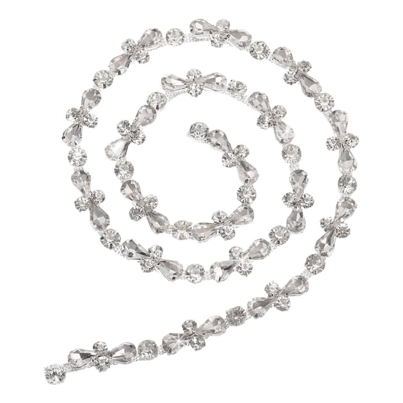 Uxcell 1Yard Rhinestone Trim,Crystal Rhinestone Close Chain Trim for DIY Crafts,Bridal Decorations,Bags Decoration