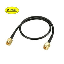 Uxcell 1ft RG174 50Ohm  SMA Male to SMA Male Coaxial Cable Plastic Black 2pcs
