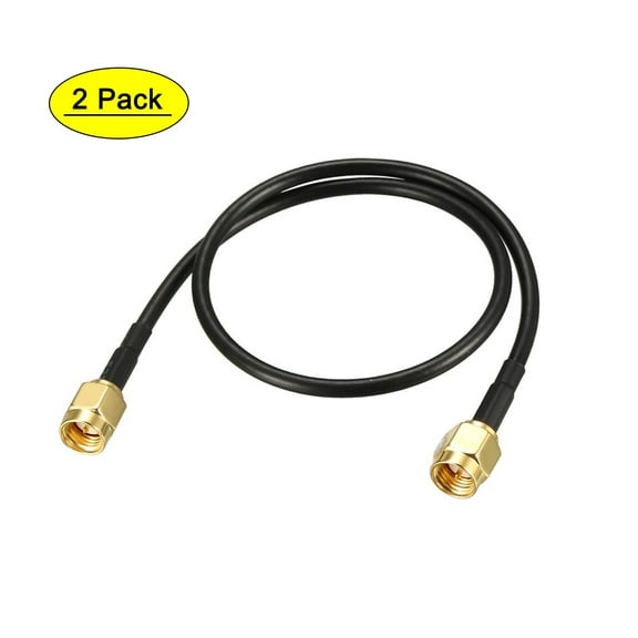 Uxcell 1ft RG174 50Ohm  SMA Male to SMA Male Coaxial Cable Plastic Black 2pcs