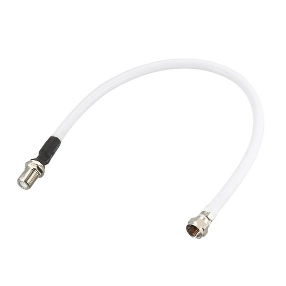 Uxcell 1pcs RG6 F Type Male to F Type Female Short Size Coaxial Cable Plastic White 1 ft