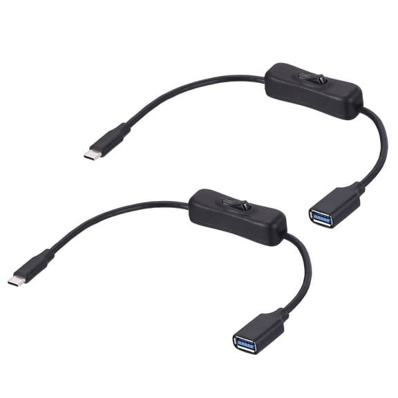 Uxcell 1ft USB 3.0 Extension Cable USB A Female to Type C Male 2Pcs with Switch On/Off Switch Cable Support Both Data and Power for Laptops PC Phone Car, Black