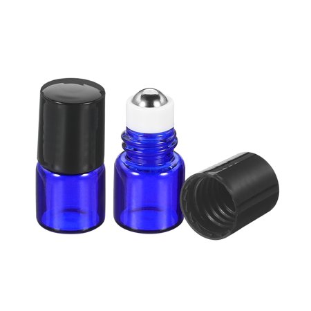 Uxcell 1mL Roller Bottles Glass Essential Oil Refillable Containers, Blue 3 Pack