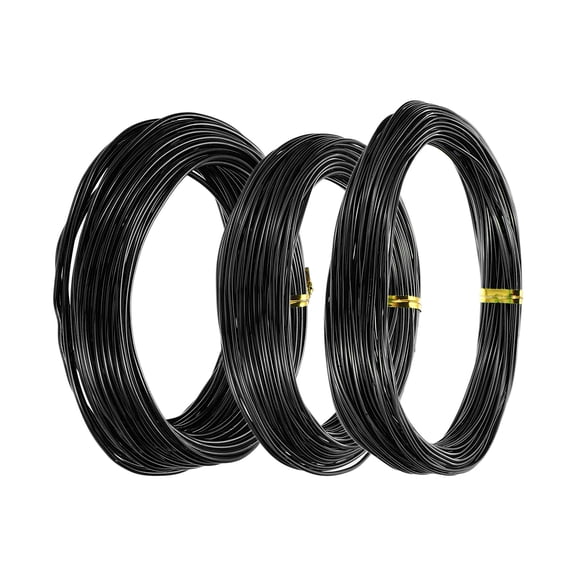 Uxcell 1mm/1.5mm/2mm Bonsai Training Wire, 3 Roll Floral Wire Stems 49.2 Feet Black