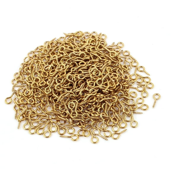Uxcell 1mm Dia Thread 9mm Length Eyelet Screw Bolt Eye Hook Gold Tone 480pcs
