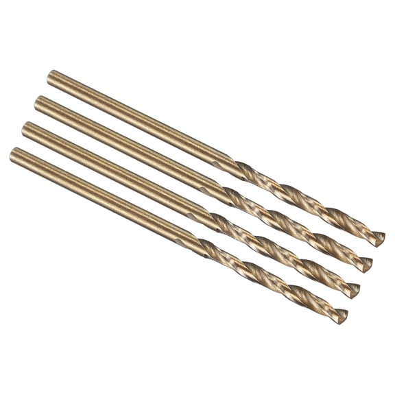 Uxcell 1mm Drill Bit, Jobber Straight Shank M35 Cobalt 5% High-Speed Steel 135 Gold Finish for Stainless Steel Hard Metal - 4 Pack