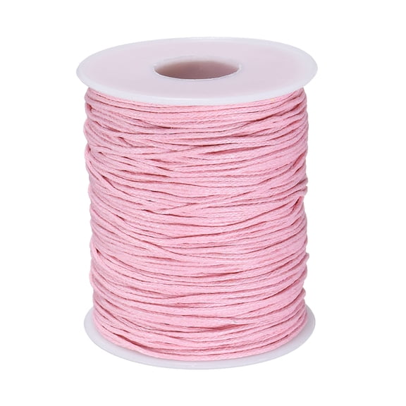 Uxcell 1mm Leather Sewing Waxed Thread, 100 yards / 91m, Cotton Waxed Cord Linen Thread String, Pink