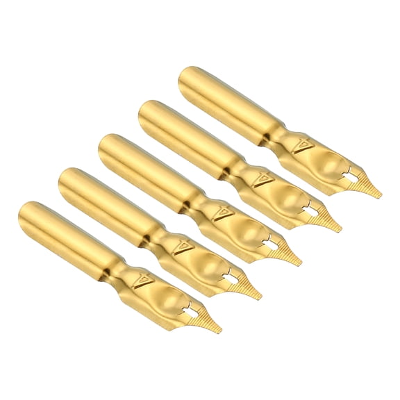Uxcell 1mm Line Width Fountain Pen Nib Replacement 304 Stainless Steel for Drawing Writing Gold 5 Pack