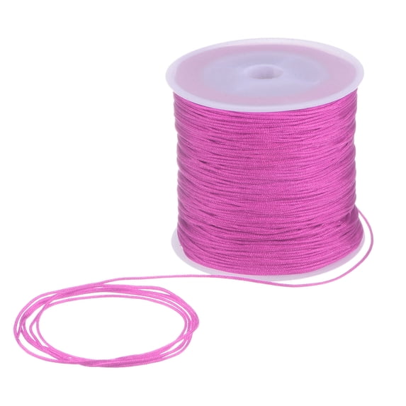 Uxcell 1mm Nylon Satin Cord 109 Yards Bracelet String Beading Thread, Hot Pink