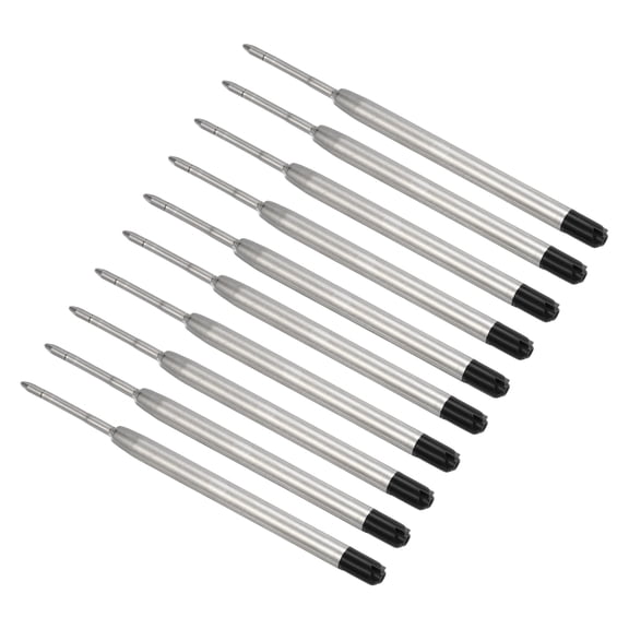 Uxcell 1mm Pen Ink Refills, 10 Pcs 3.9" Ballpoint Refill Medium Point Metal Compatible Replaceable Replacement for Retractable Pen Writing Office, Black